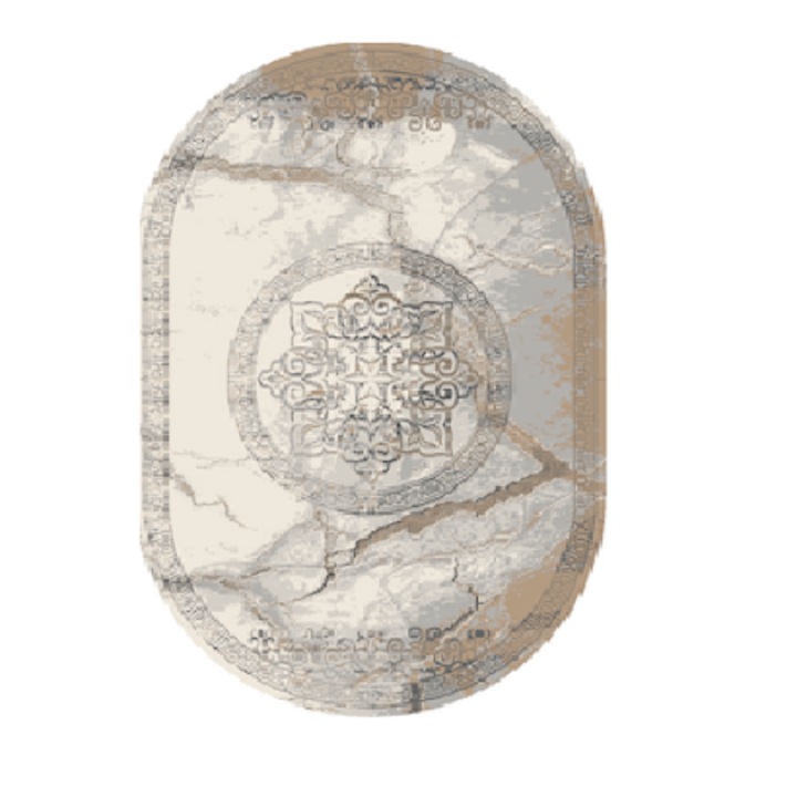 Covor modern oval Beenom, Gri/Crem, 120cm x 170cm, model 1014/0125