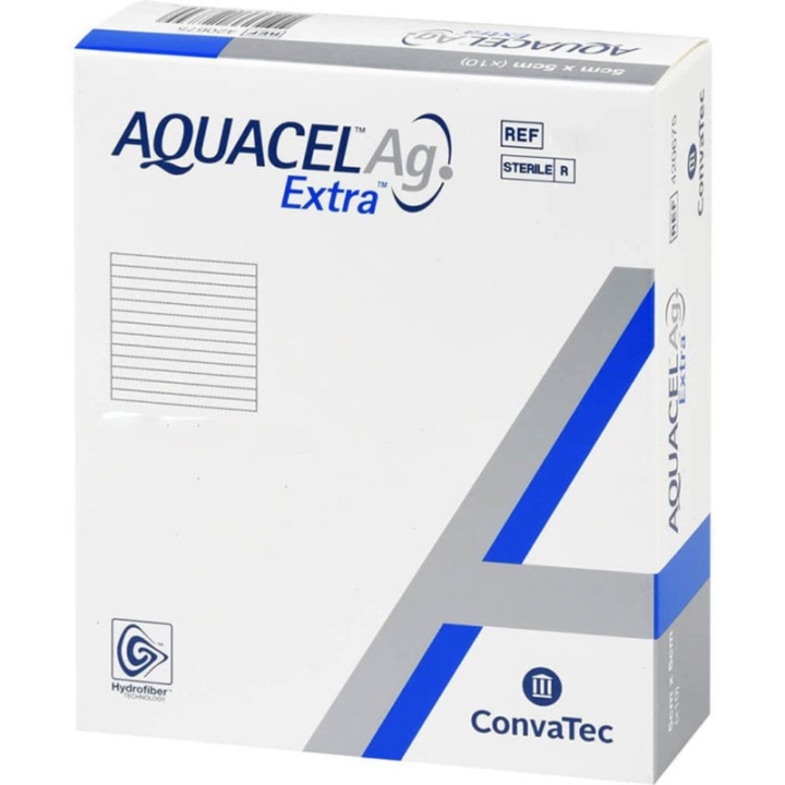 Стерилни компреси, Convatec, Aquacel Ag Extra Hydrofiber, 10x10 см, бял