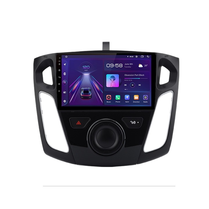 Navigatie Ford Focus MK3 (2012 - 2018) Android 12, 4GB RAM, 64GB ROM, Procesor Octa-Core, Slot SIM 4G, Wi Fi, USB, Bluetooth, Mirrorlink, Camera de Marsarier Caodu, Harti Preinstalate, Display IPS 9 Inch