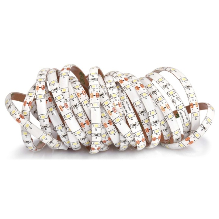 LED лента Koloreno, 12V, 2835, 300LED, 5м, IP65, 6000K, Студено бяло