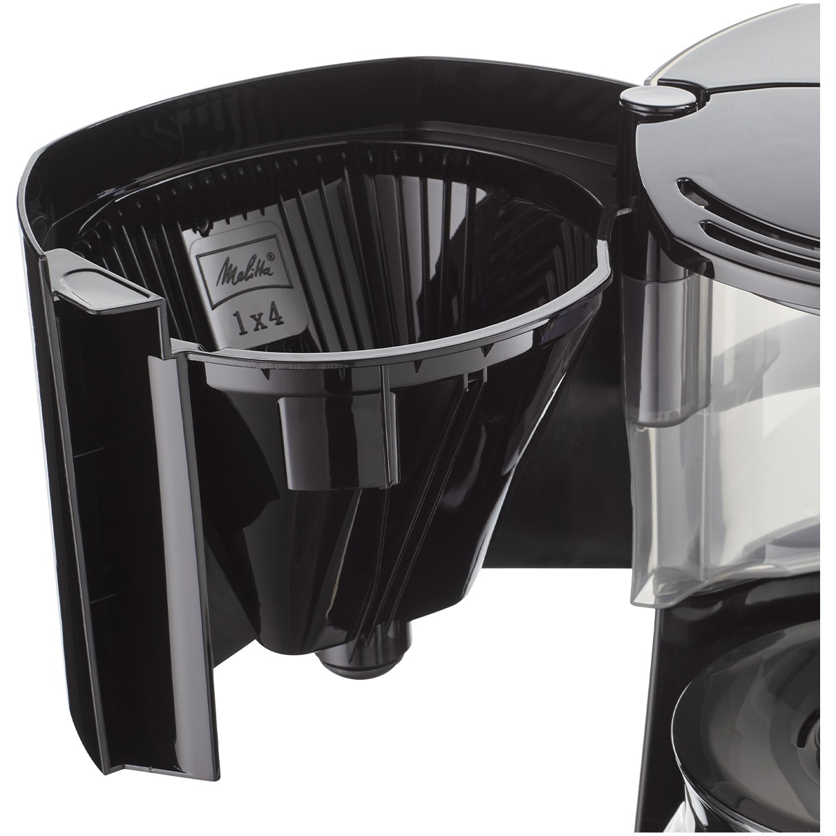 Cafetieră Enjoy II Top Glas Timer Melitta, Cronometru digital, Filtru pivotant, Sistem antipicurare, Negru