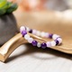 Természetes kő karkötő lányoknak, Ezera, Kelli, Holdkő és Purple Jade kristályokból, 6mm-es gömbök, 17-18cm