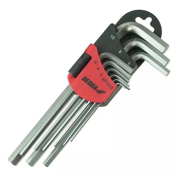 Комплект от 9 ключа Torx, Dedra, 1.5-10 мм, Сив