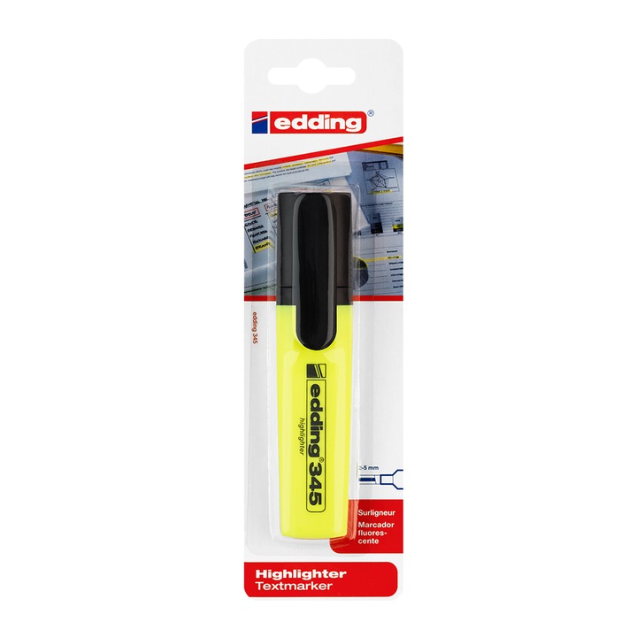 Textmarker Edding 345, varf 2-5 mm, galben