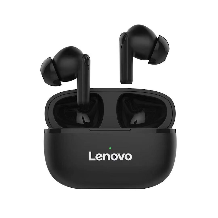 Слушалки Wireless Lenovo HT05, TWS, In-Ear, Bluetooth 5.0, Намаляване на шума, Черен, Водоустойчивост IPX5, 250 mAh