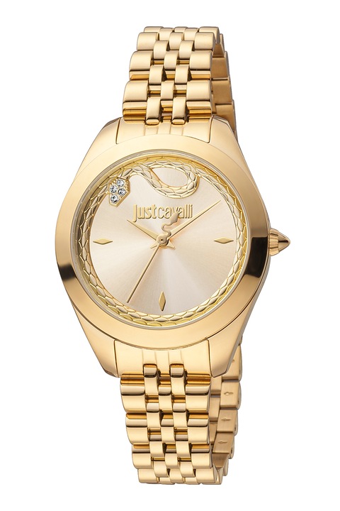JUST CAVALLI, Иноксов часовник с кристали, Златист