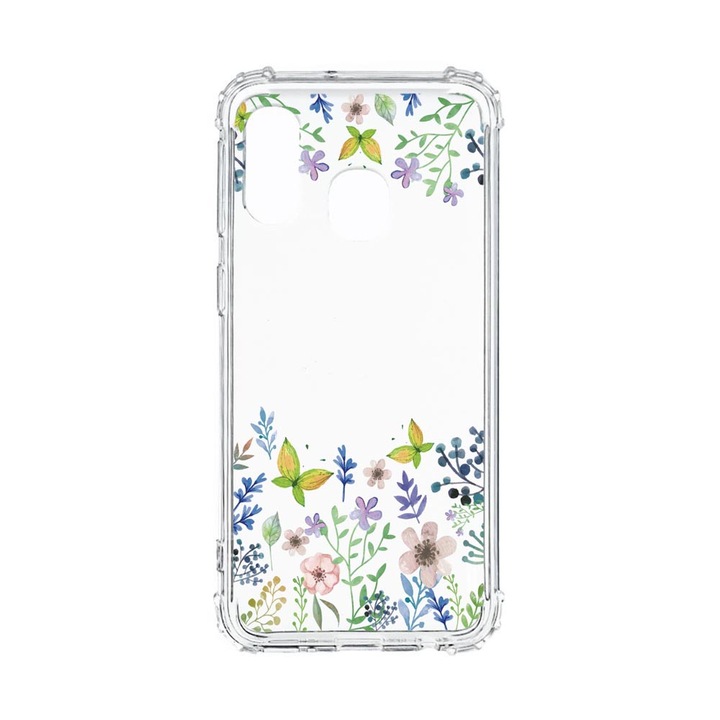Strapabíró Anti Shock Védőtok, Samsung Galaxy A20e, Butterfly Flowers, Military Grade Drop Protection, AS 95