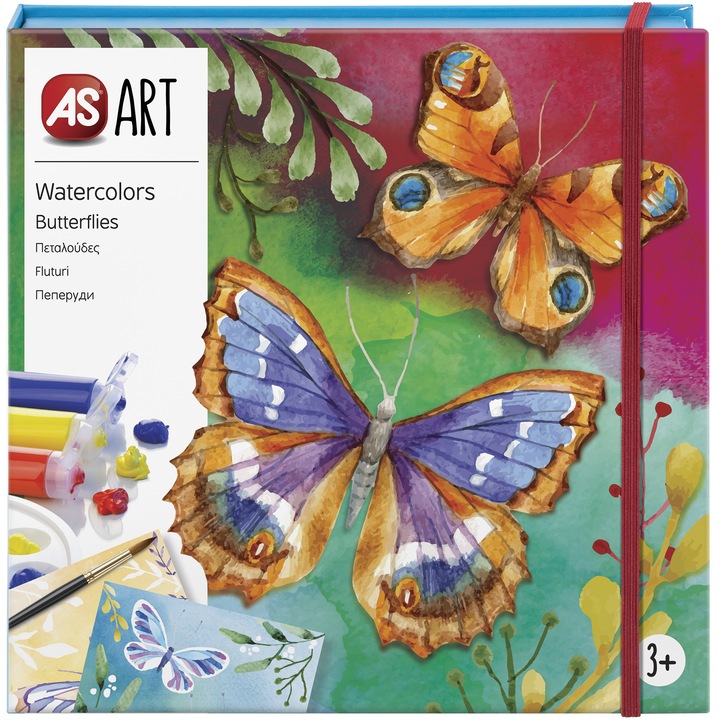 Комплект за рисуване AS Art - Watercolors, Пеперуди
