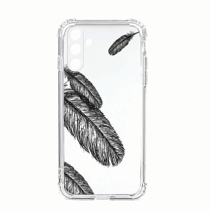Husa BestCase® Anti Shock, Compatibila Cu Samsung Galaxy S23, Feathers BW, Rezistenta La Socuri, Protectie Camera, AS 18