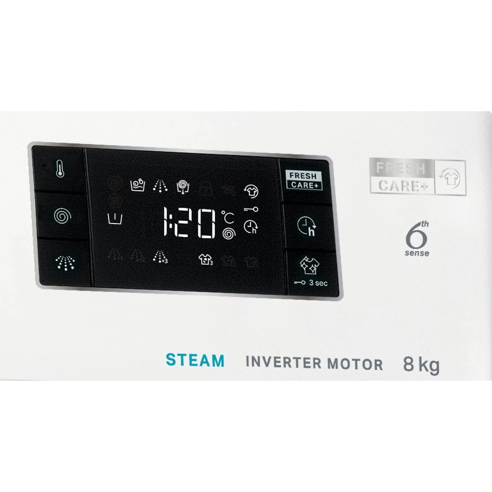 Masina de spalat rufe Whirlpool FreshCare+ FFB 8258 WV EE, 8 kg, 1200 rpm, Clasa B, Steam Refresh, Tehnologia al-6lea Simt, Motor Inverter, Alb