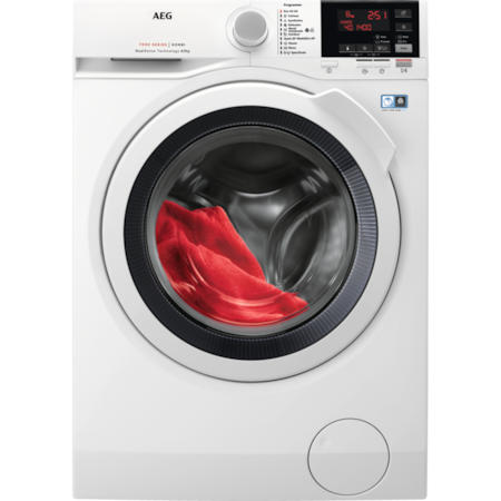 Masina de spalat rufe cu uscator AEG L7WBGO48W, Spalare 8 kg, Uscare 5 kg, 1400 rpm, Clase A, Motor OKOInverter, Display LED touch control, DualSense, ProSteam, ProSense, AquaControl, Alb