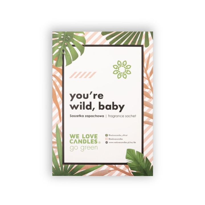 Pliculet parfumat, We Love Candles, Aroma You're wild baby, 25 g, Bej/Verde