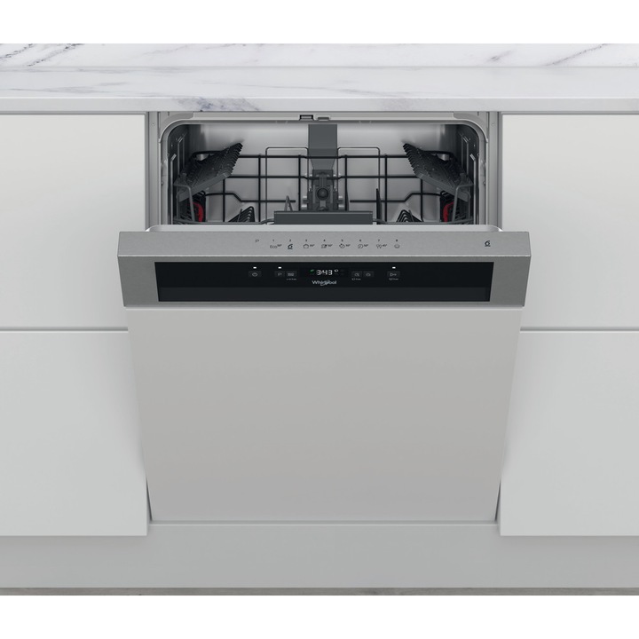 Whirlpool WBC 3C26 X Részben beépíthető mosogatógép, 60 cm, 14 teríték, 8 program, 6. érzék technológia, E energiaosztály, Inox