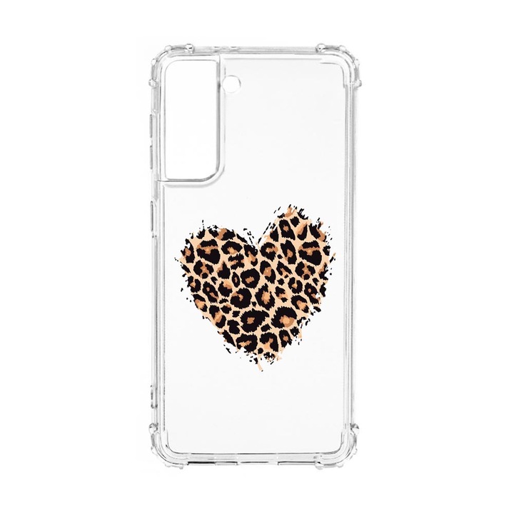 Husa Anti Shock Silicon Compatibila cu Samsung Galaxy S22, Leopard Heart, Military Grade Drop Protection, AS 761