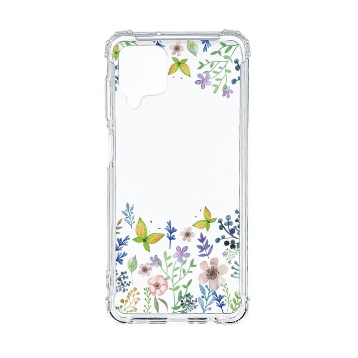Strapabíró Anti Shock Védőtok, Samsung Galaxy A12, Butterfly Flowers, Military Grade Drop Protection, AS 95