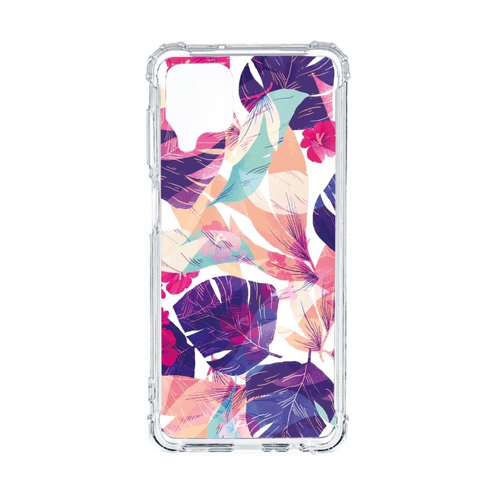 Husa Anti Shock Compatibila Cu Samsung Galaxy M12 / Galaxy F12, Tropical Flowers, Premium Silicon, Military Grade Drop Protection, AS 71