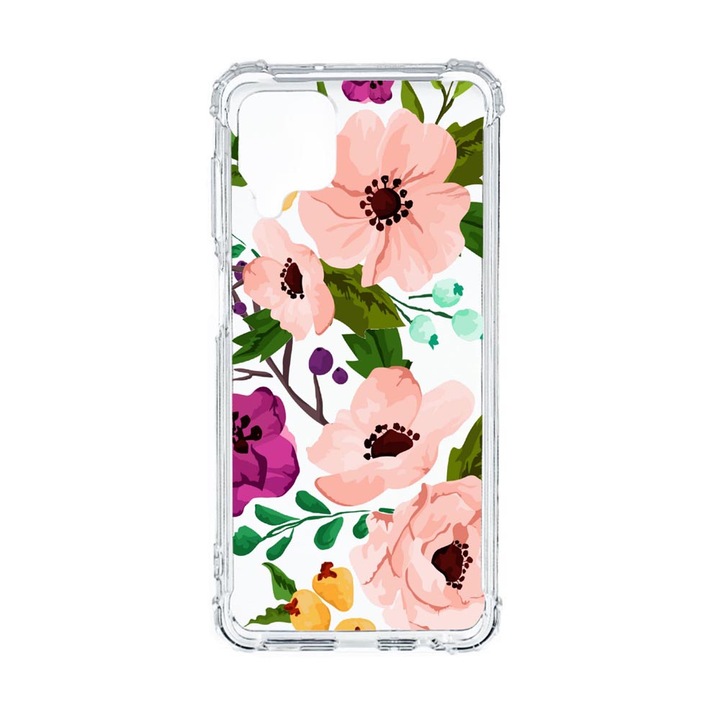 Husa Anti Shock Compatibila Cu Samsung Galaxy M12 / Galaxy F12, Pastel Flowers, Premium Silicon, Military Grade Drop Protection, AS 629
