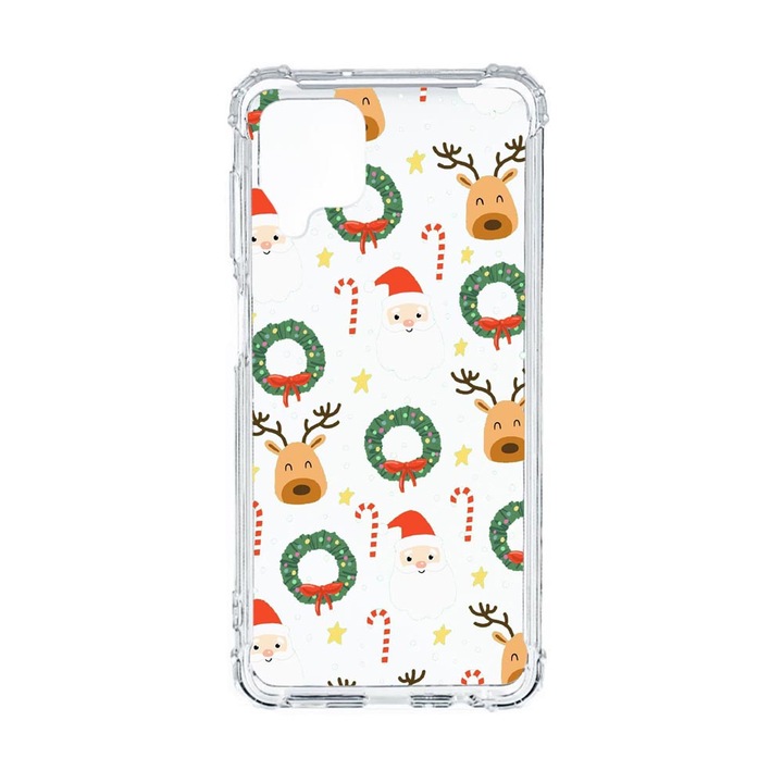 Husa Anti Shock Compatibila Cu Samsung Galaxy M12 / Galaxy F12, Happy Xmas, Premium Silicon, Military Grade Drop Protection, AS 350