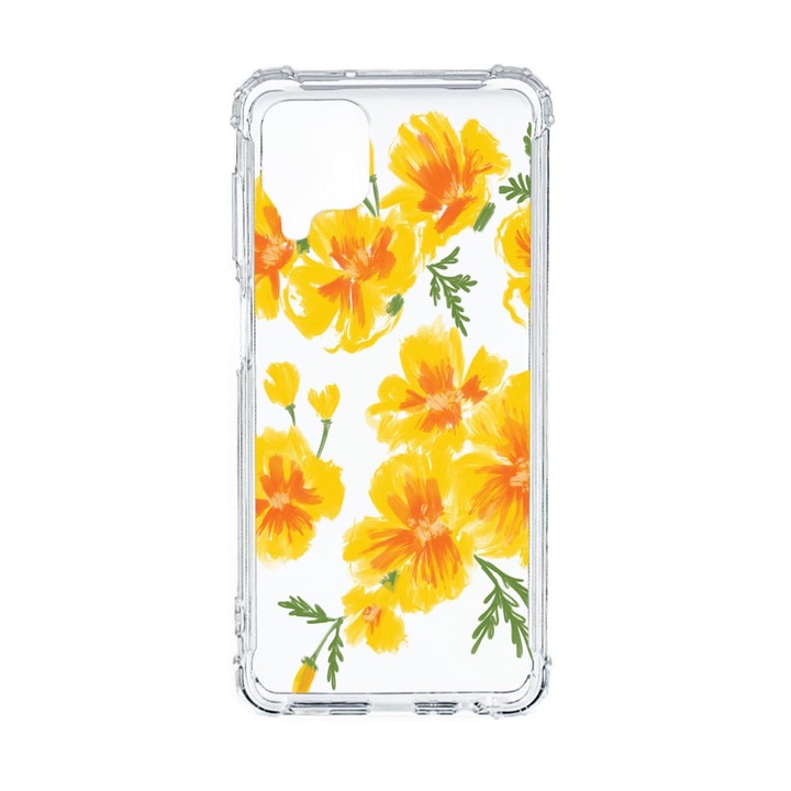 Husa Anti Shock Compatibila Cu Samsung Galaxy M12 / Galaxy F12, Pastel Colors Collection Flowers, Premium Silicon, Military Grade Drop Protection, AS 502