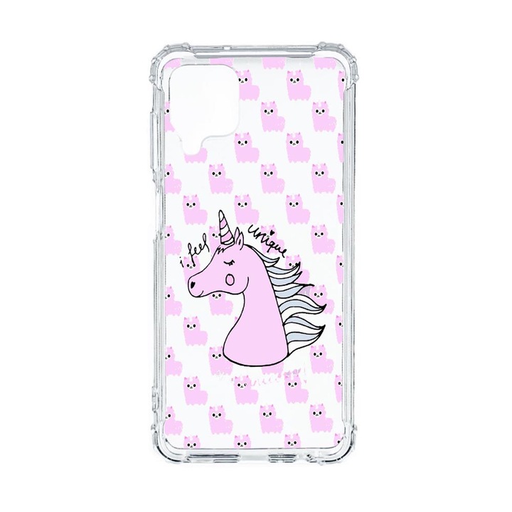 Husa Anti Shock Compatibila Cu Samsung Galaxy M12 / Galaxy F12, Unicorn - I Feel Unique, Premium Silicon, Military Grade Drop Protection, AS 521