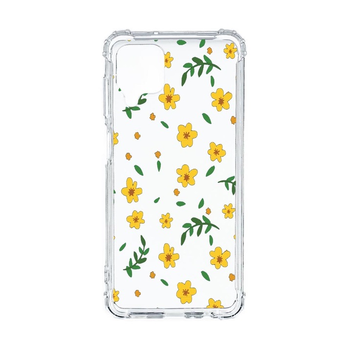 Husa Anti Shock Compatibila Cu Samsung Galaxy M12 / Galaxy F12, Little yellow flowers, Premium Silicon, Military Grade Drop Protection, AS 696
