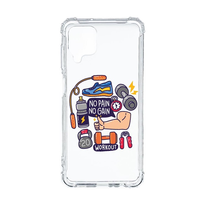 Husa Anti Shock Compatibila cu Samsung Galaxy M12 / Galaxy F12, No Pain No Gain, Premium Silicon, Military Grade Drop Protection, AS 783