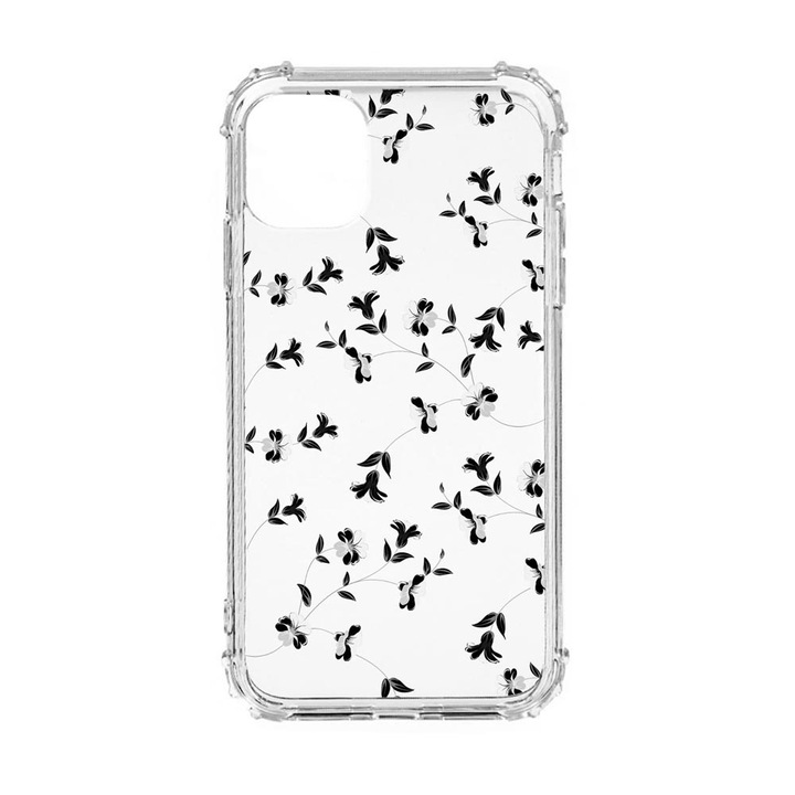 Силиконов калъф Unique за Oppo Reno 7 4G, Black Flowers, Anti Shock, AS 128