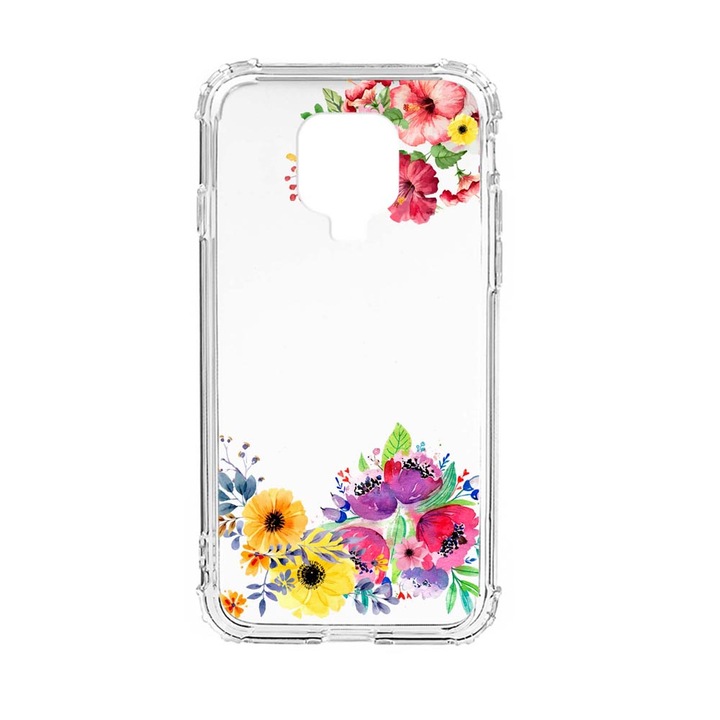 Husa Anti Shock Silicon Compatibila Cu Xiaomi Redmi Note 9S, Flowers, Military Grade Drop Protection, AS 56