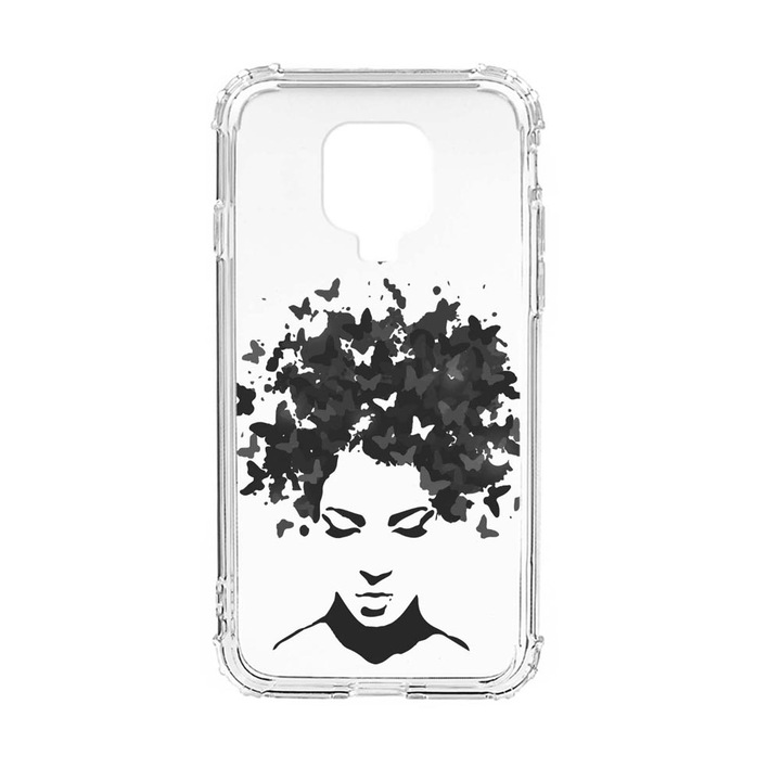 Husa Anti Shock Silicon Compatibila Cu Xiaomi Redmi Note 9S, Woman BW, Military Grade Drop Protection, AS 51