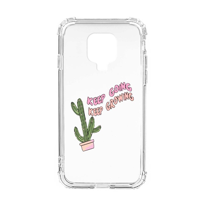 Husa Anti Shock Silicon Compatibila Cu Xiaomi Redmi Note 9S, Keep Growing, Cactus, Military Grade Drop Protection, AS 482