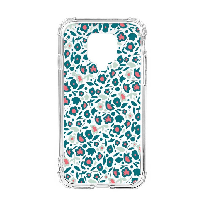 Husa Anti Shock Silicon Compatibila Cu Xiaomi Redmi Note 9 Pro, Green Flowers Pattern, Military Grade Drop Protection, AS 632