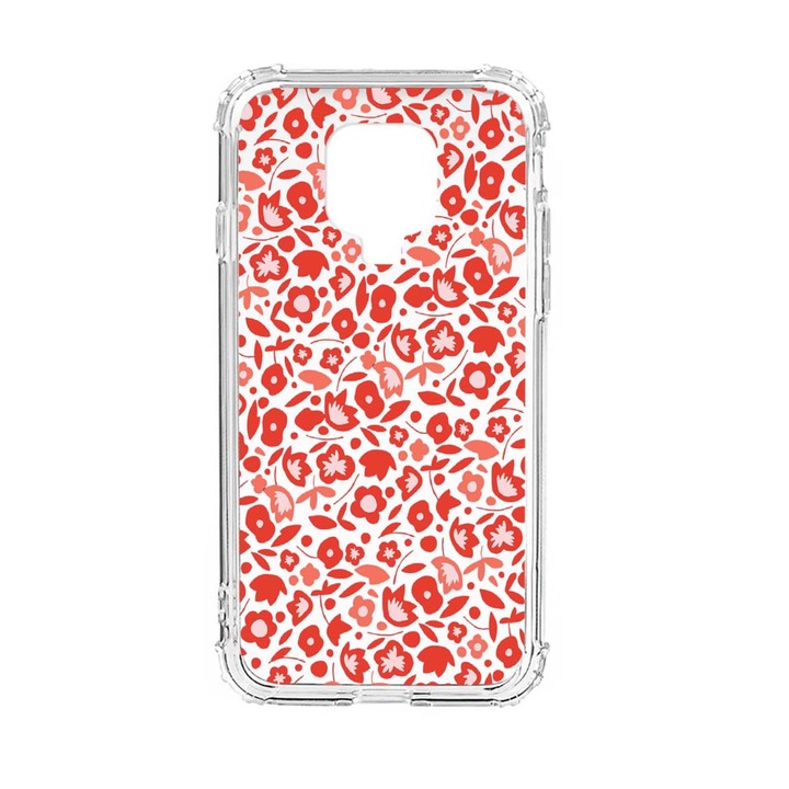 Husa Anti Shock Silicon Compatibila Cu Xiaomi Redmi Note 9S, Red Floweres Pattern, Military Grade Drop Protection, AS 631