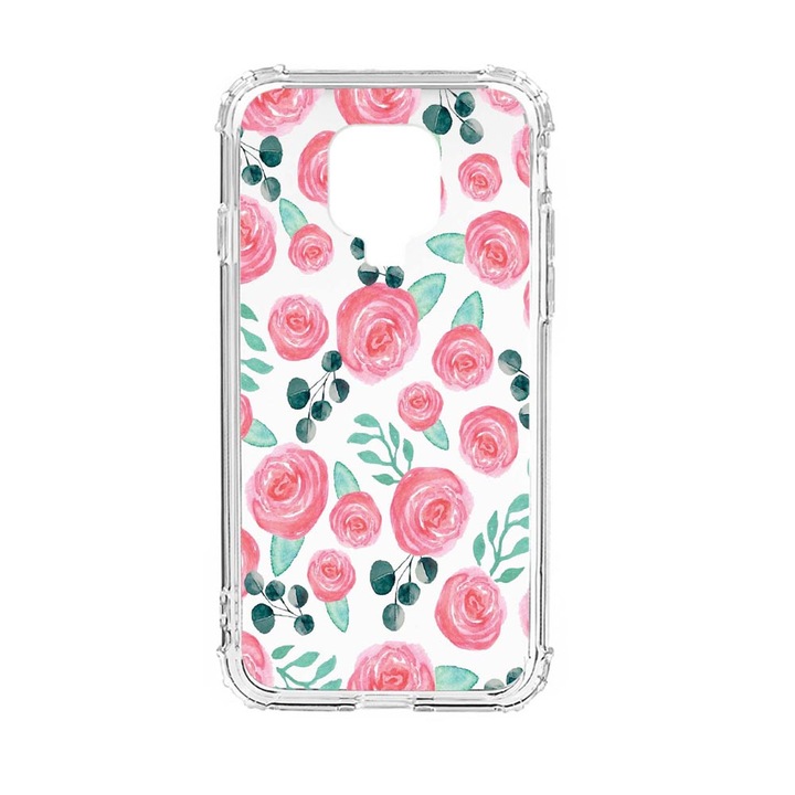 Husa Anti Shock Silicon Compatibila Cu Xiaomi Redmi Note 9S, Rose Pattern, Military Grade Drop Protection, AS 640