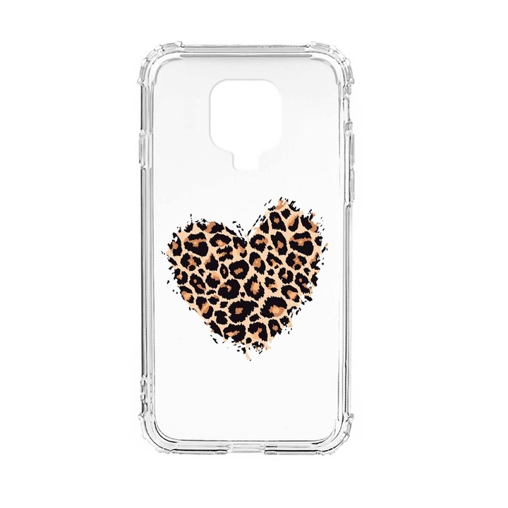Husa Anti Shock Silicon Compatibila cu Xiaomi Redmi Note 9S, Leopard Heart, Military Grade Drop Protection, AS 761