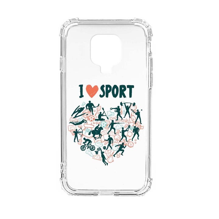 Husa Anti Shock Silicon Compatibila cu Xiaomi Redmi Note 9 Pro, I Love Sport, Military Grade Drop Protection, AS 803