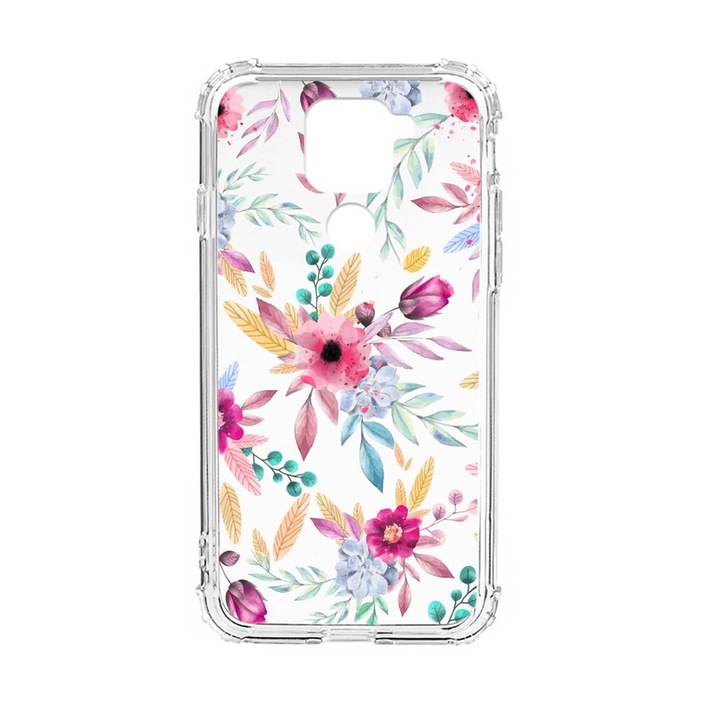 Husa Anti Shock Silicon Compatibila Cu Xiaomi Redmi Note 9 4G, Happy Flowers, Military Grade Drop Protection, AS 69
