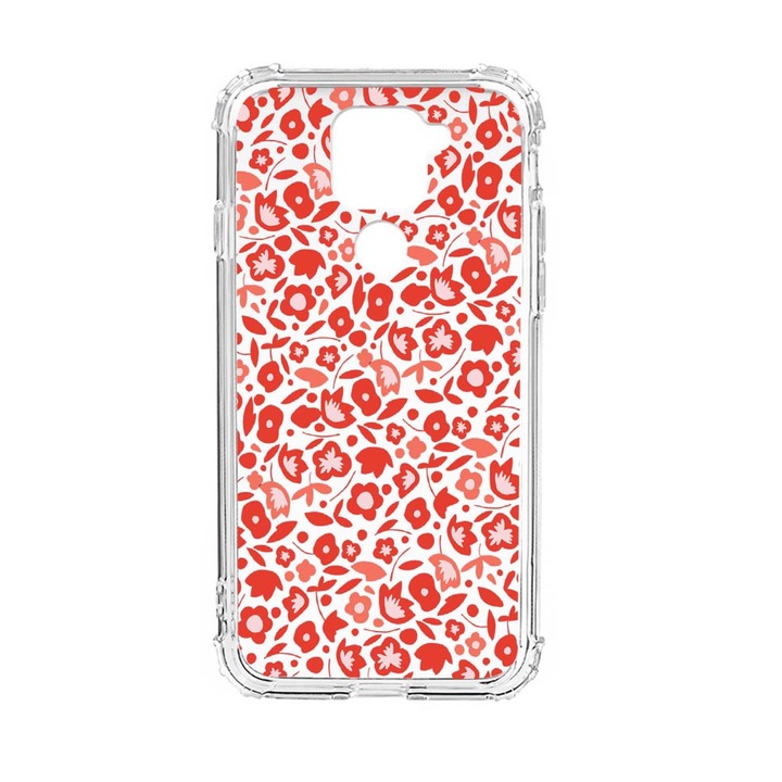 Husa Anti Shock Silicon Compatibila Cu Xiaomi Redmi Note 9 4G, Red Floweres Pattern, Military Grade Drop Protection, AS 631