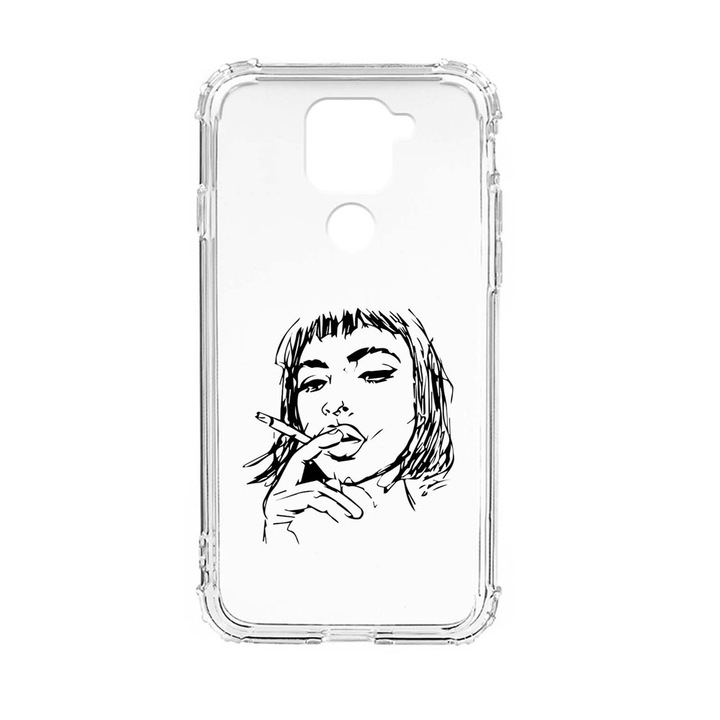 Husa Anti Shock Silicon Compatibila cu Xiaomi Redmi Note 9 4G, Smoking Woman, Military Grade Drop Protection, AS 749