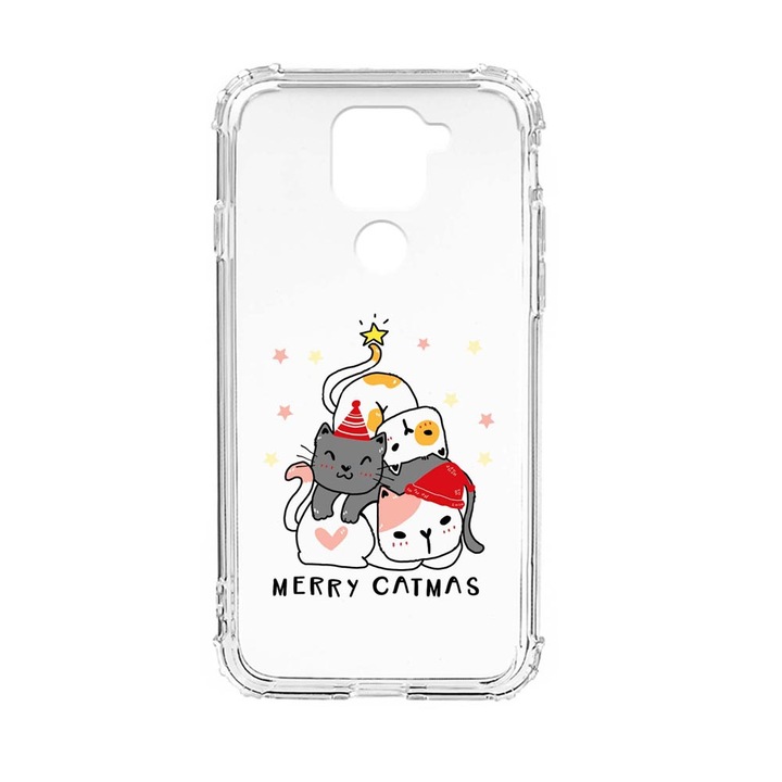 Husa Anti Shock Silicon Compatibila cu Xiaomi Redmi Note 9 4G, Merry Catmas, Military Grade Drop Protection, AS 878