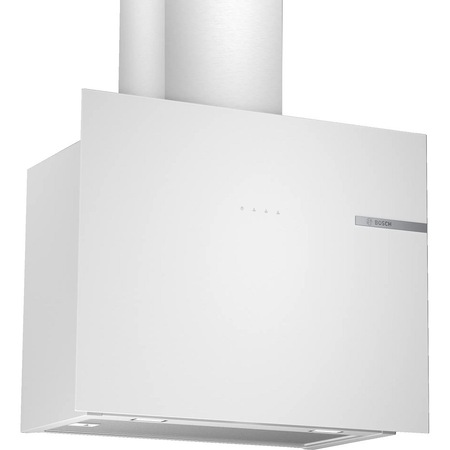 Hota inclinata Bosch DWF65AJ20T, seria 4 sticla transparenta alb imprimata cu ecran inclinat de 60 cm, TouchControl , LED