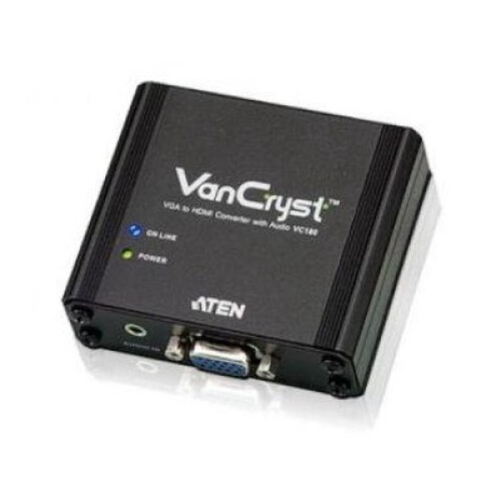 Adaptor video Aten VC180-A7-G, VGA mama si Jack 3.5mm mama la HDMI mama, Full HD 1920×1080 la 60Hz