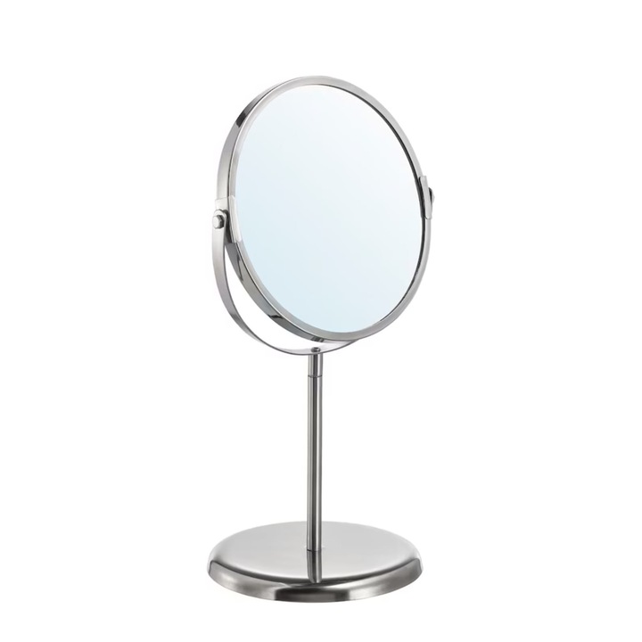 Oglinda cosmetica Cali, inox cu picior, 33 cm x 17 cm