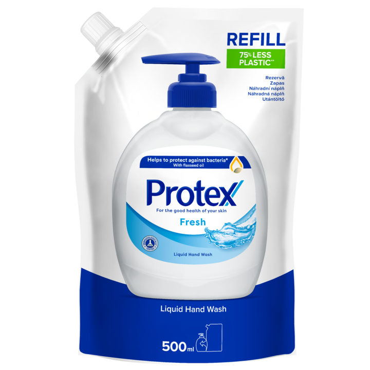 Течен сапун Protex Fresh, Резерва, С естествени антибактериални съставки, 500 мл
