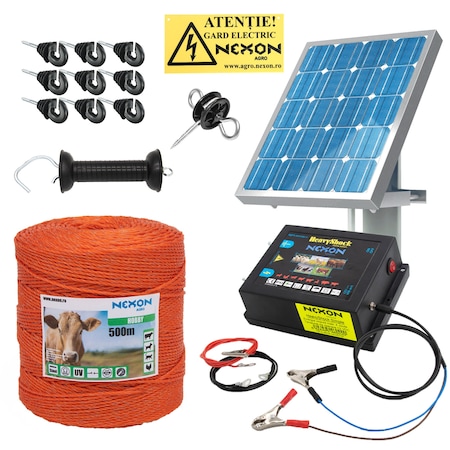 Pachet simple gard electric Nexon 2.5J cu Panou Solar, FIr Hobby 500m 3 lite