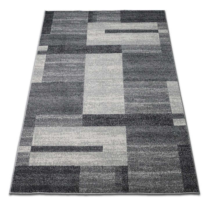 Covor Beenom, design geometric, gri/crem, 60cm x 120cm, model 1066/0145