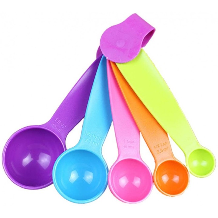 Set 5 linguri masurare, Plastic, Multicolor
