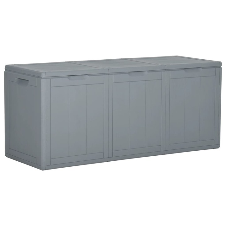 Cutie de depozitare pentru gradina vidaXL, gri, 270L, aspect de lemn din PP 151235