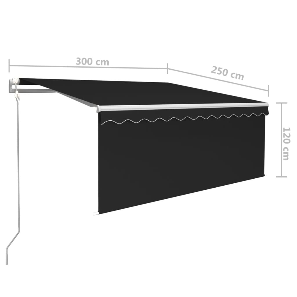 Copertina automata cu stor LED senzor vant vidaxL, antracit, 3 x 2,5 m ...