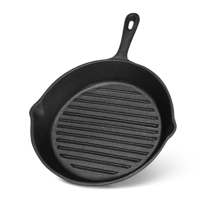 Tigaie grill Fissman, fonta, 18x4 cm, negru