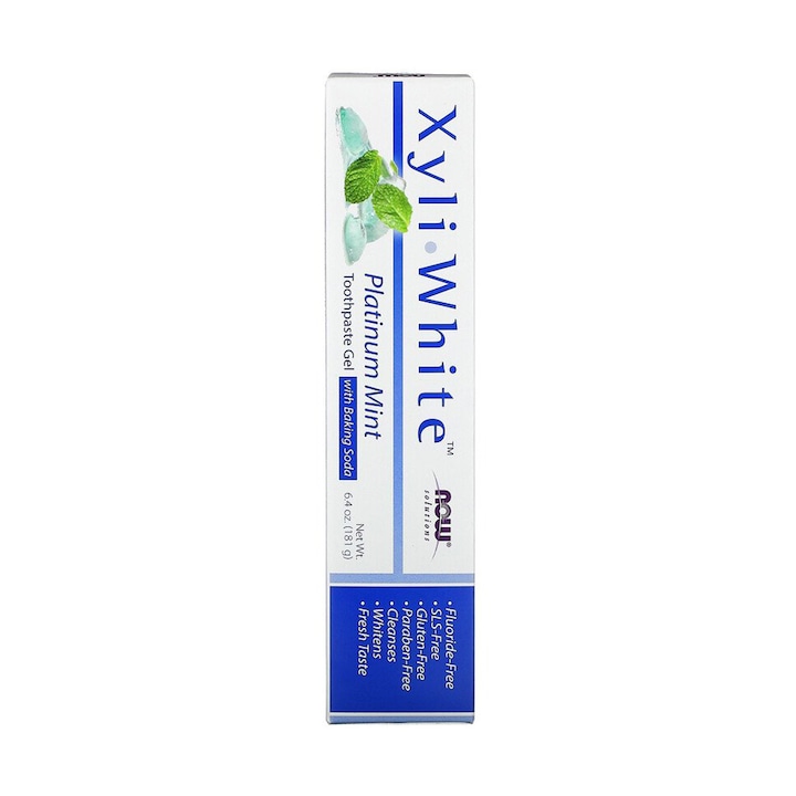 Паста за зъби, Now Foods, Xyliwhite, за избелване на зъби, премахване на петна, туба 181 гр